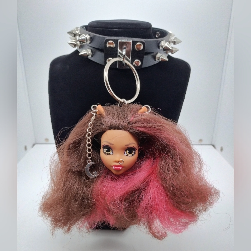 Clawdeen Wolf Monster High Black Silver Choker Necklace Gothic OOAK Handmade